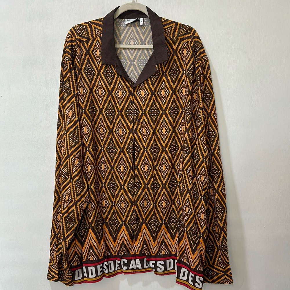 ASOS Diamond Pattern Long Sleeve Shirt - Brown and Black